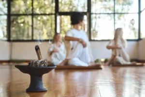 yoga therapy session/ class in orange county california with barn life recovery in costa mesa. 