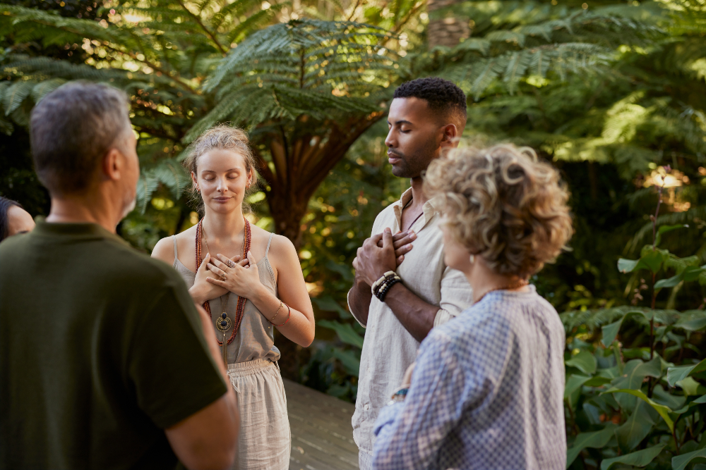 Group of people at Barn Life recovery using chinese medicine for mental health treatment in california.